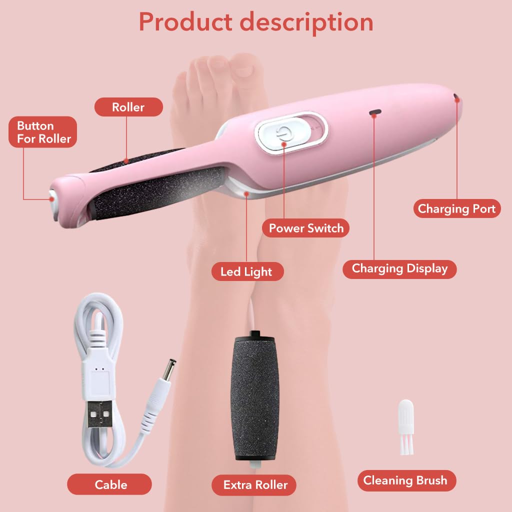 HASTHIP Callus Remover for Feet Electric USB Rechargeable Cordless Foot for Callus & Dead Skin Removal Ajustable Power Cordless Pedicure Device for Foot Callus & Feet Care HASTHIP Callus Remover for Feet Electric USB Rechargeable Cordless Foot for Callus & Dead Skin Removal Ajustable Power Cordless Pedicure Device for Foot Callus & Feet Care
